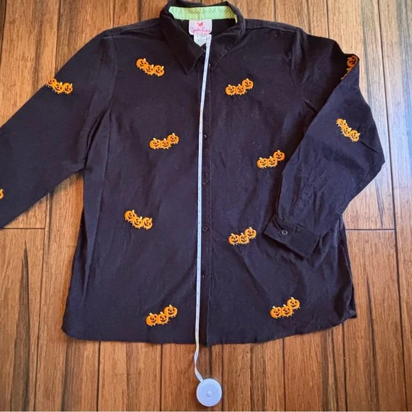 Vintage Quacker Factory Embroidered Pumpkin Halloween Button Up Corduroy Size XL - Picture 6 of 7
